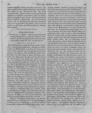 Heusde, P. W. v.: Characterismi principum philosophorum veterum, Socratis, Platonis, Aristotelis. Ad criticam philosophandi rationem commendandam ... . Amsterdam: Müller 1839 (Beschluss von Nr. 72)