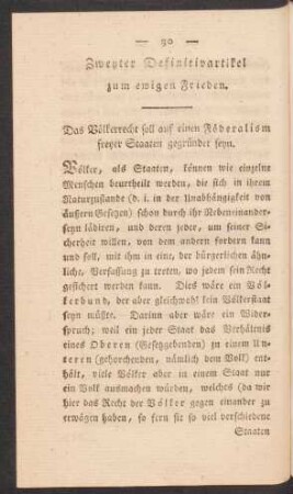 Zweyter Definitivartikel zum ewigen Frieden
