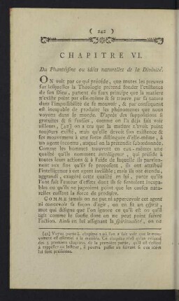 Chapitre VI. Du Phantéisme ou idées naturelles de la Divinité.
