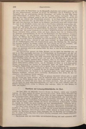 Functionen und Lebenseigenthümlichkeiten der Haut.