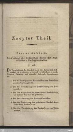 Neunter Abschnitt. Beschreibung des technischen Theils der Runkelrüben-Zuckerfabrikation