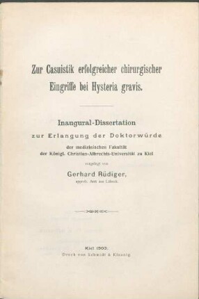 Zur Casuistik erfolgreicher chirurgischer Eingriffe bei Hysteria gravis