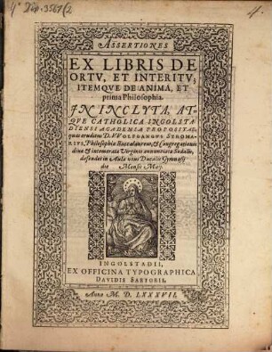 Assertiones ex libris de ortu et interitu