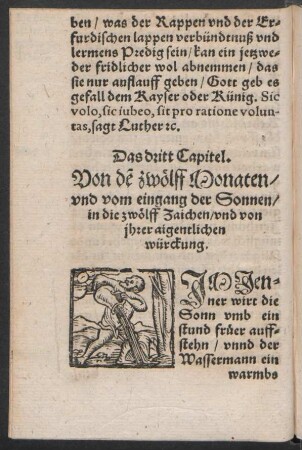 Das dritt Capitel. Von den zwölff Monaten/ und vom eingang der Sonnen/ in die zwölff Zaichen ...