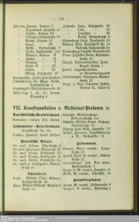 VII. Krankenanstalten u. Medicinal-Personen etc.
