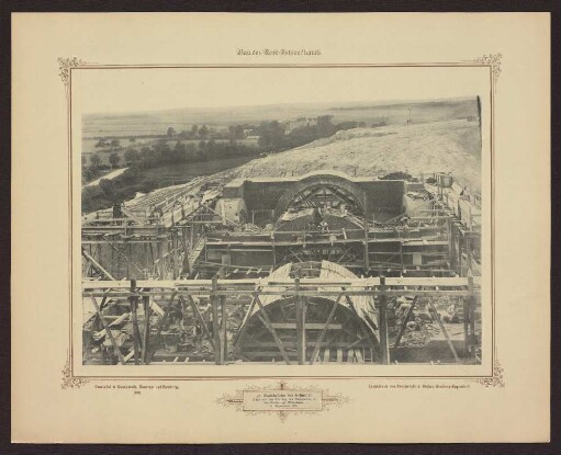43. Hochbrücke bei Grünthal Blick von der Rüstung des Eisenwerks in das linksseitige Widerlager. 21. September 1891.