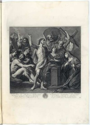 Christus mit den Erlösten der Vorhölle vor seiner Mutter : Das Blatt stammt aus: Recueil d'Estampes d'après les plus célèbres Tableaux de la Galerie Royale de Dresde. Band 2, Tafel 36