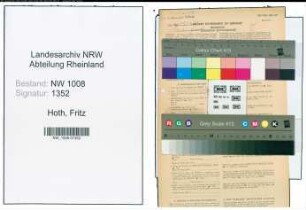 Entnazifizierung Fritz Hoth , geb. 15.12.1907 (Webermeister)