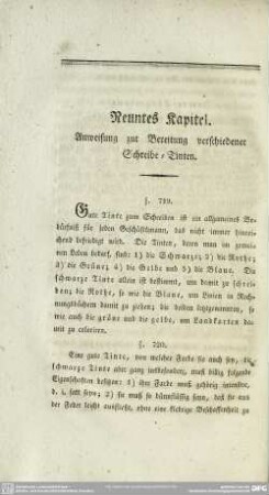 Neuntes Kapitel. Anweisung zur Bereitung verschiedener Schreibe=Tinten