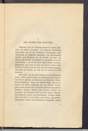 I. Das Wesen des Dichter