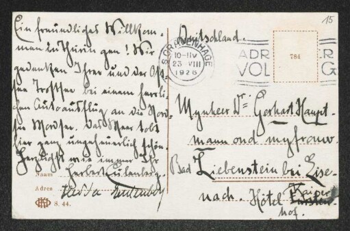Brief von Herbert Eulenberg und Hedda Eulenberg an Gerhart Hauptmann und Margarete Hauptmann