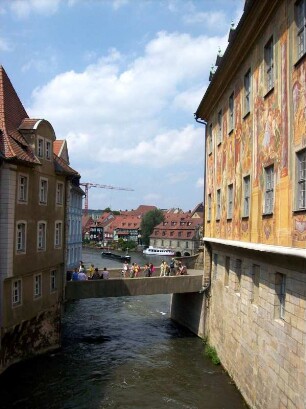 Bamberg: Altes Rathaus, Ufer der Regnitz mit Klein Venedig
