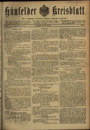 Ausgabe vom Samstag, den 19. Januar 1918.