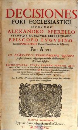Decisiones fori ecclesiastici, 2