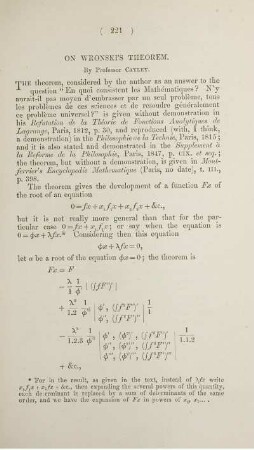 On Wronski's theorem.