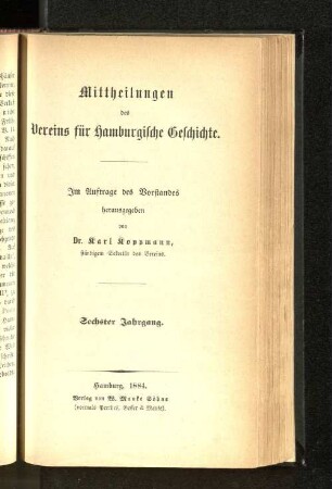 [2. Bd.] 6.1883: Mitteilungen des Vereins für Hamburgische Geschichte