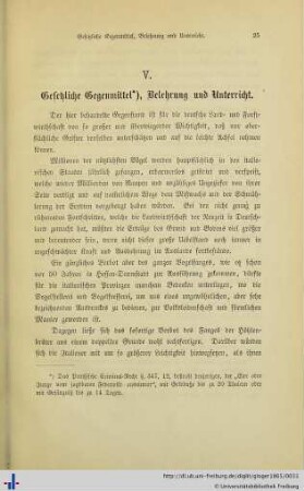 V. Gesetzliche Gegenmittel, Belehrung und Unterricht.