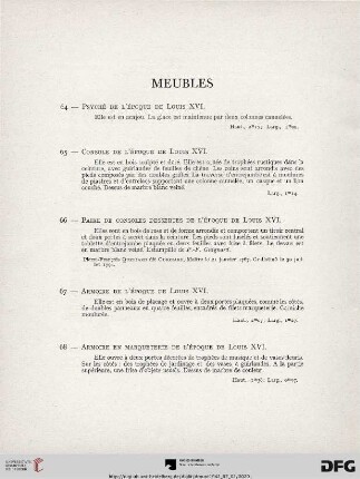 Meubles (Nr. 64-90) avec planche V-XII