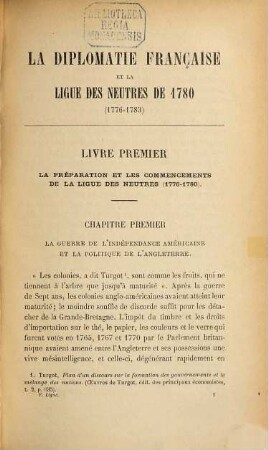 La diplomatie française et la Ligue des Neutres de 1780 : (1776-1783)