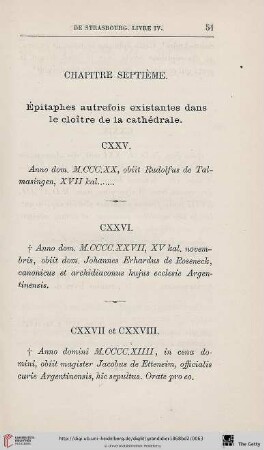 Chapitre septième : Épitaphes autrefois existantes dans le cloître de la cathédrale