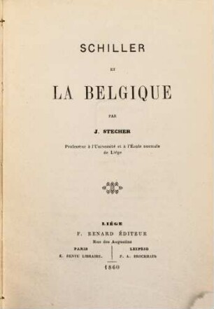 Schiller et la Belgique