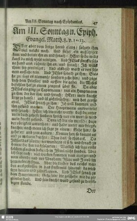 Am III. Sonntag n. Epiph. Evangel. Matth. 8. v. 1-13.