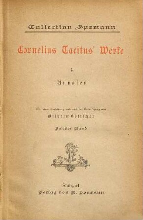 Cornelius Tacitus' Werke, 4. Annalen ; 2
