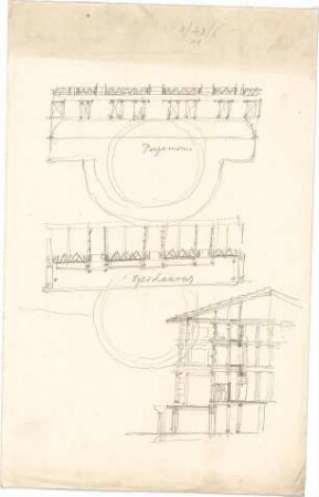 Thiersch, August ; Ägypten; Griechenland; Italien; Türkei; Antike Theaterbauten - Epidauros u. Pergamon (Grundrisse, Teilansicht)