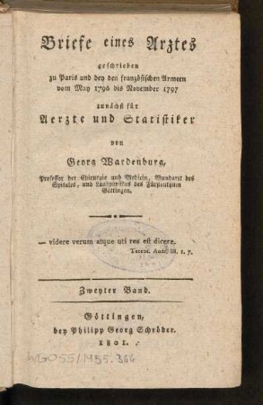 2,2: Briefe eines Arztes, Zweyten Bandes, zweyte Abtheilung