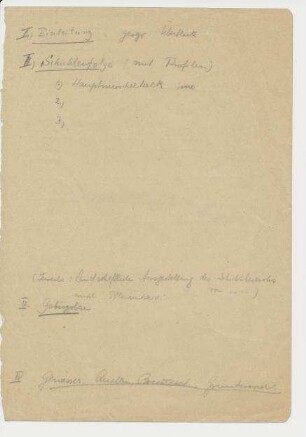 Handschriftliche Gliederung