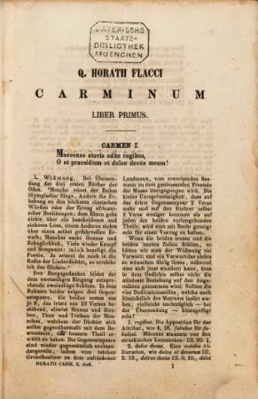 Des Q. Horatius Flaccus sämmtliche Werke, 1. Oden und Epoden