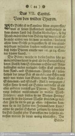 Das VII. Capitul. Von den wilden Thieren