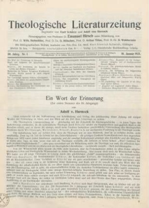 1-4 Ein Wort der Erinnerung. (Zur ersten Nummer des 50. Jahrgangs)