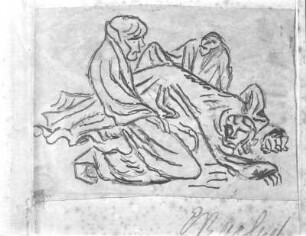 Zeichnung mit drei Figuren : Zeichnung mit drei Figuren. Kohle- und Tuschezeichnung (E. Barlach). Güstrow, Atelier des Bildhauers