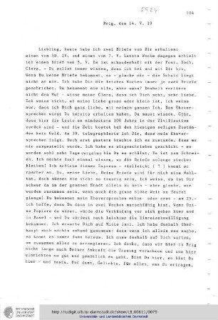 Brief vom 14.05.1919