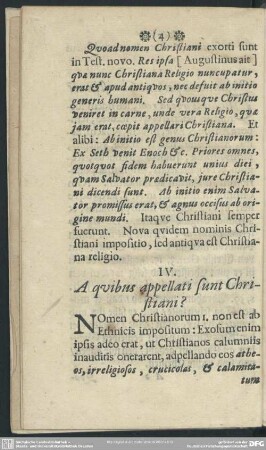 IV. A quibus appellati sunt Christiani?