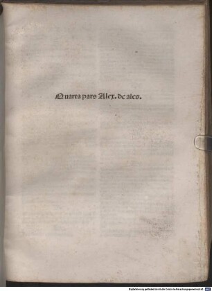 Summa universae theologiae : P. 1-4. P. 1 mit Gedicht an den Leser "Doctoris irrefragabilis Alexandri ...", 4