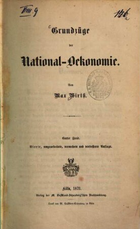 Grundzüge der National-Oekonomie, 1