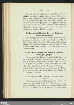 B. Eigentümlichkeiten der verschiedenen Konstruktionsarten
