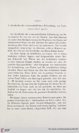 25: Paros, 1, Geschichte der wissenschaftlichen Erforschung von Paros