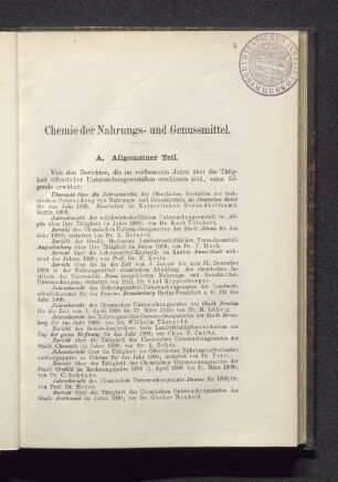 Chemie der Nahrungs- und Genussmittel.