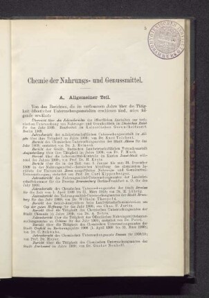 Chemie der Nahrungs- und Genussmittel.
