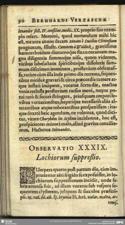 Observatio XXXIX. Lochiorum suppreßio