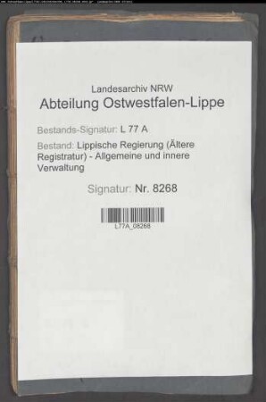 Straßenbau.- Straßenzug III, Distrikt 6.- Umlegung der Straße am Niederntor vor Blomberg, Bd. 1