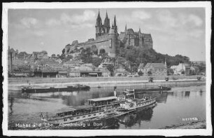 Meißen. Albrechtsburg u. Dom - Elbe m. Dampfer Meißen