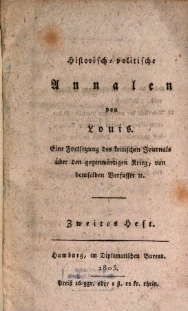 Historisch-politische Annalen, 1805, 2