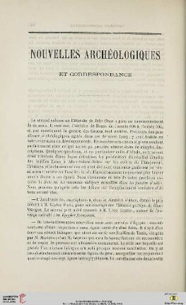 Nouvelles archéologiques et correspondance