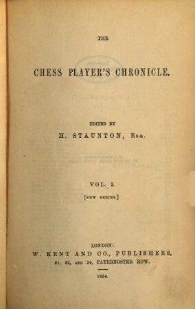 The chess player's chronicle. 1. 1853