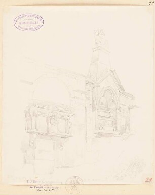 Scaliger-Grabmäler, Verona Grabmal des Cangrande I. (rechts): perspektivische Ansicht