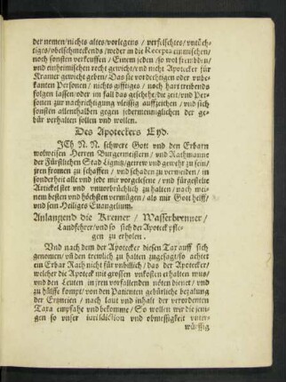 Anlangend die Kremer/ Wasserbrenner/ Landfehrer/ und so sich der Apoteck pflegen zu erholen.